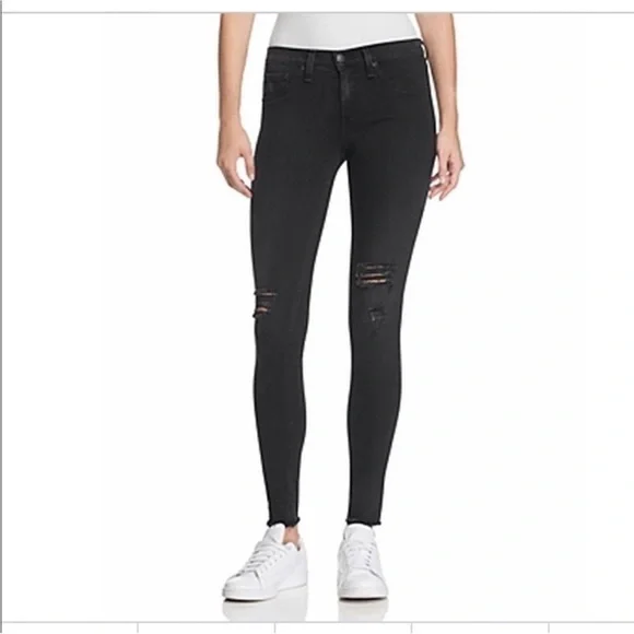 Rag & bone Distressed Black Legging Skinny Jeans - Picture 3 of 12